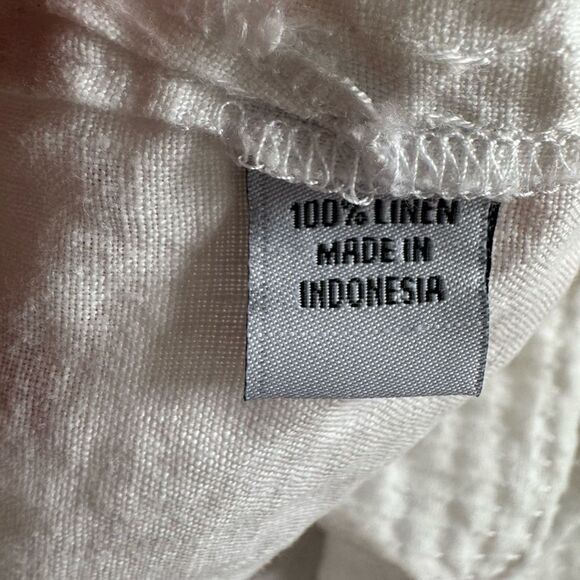 Island Importer Men’s Sz L 100% Linen Button Down Shirt Beach Textured Front - Picture 3 of 7